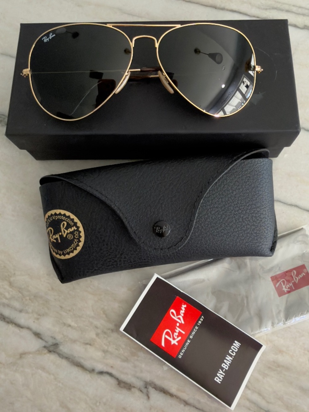 NWIB - RayBan Aviator Classic - Size Large 62 -14 in Gold/Green